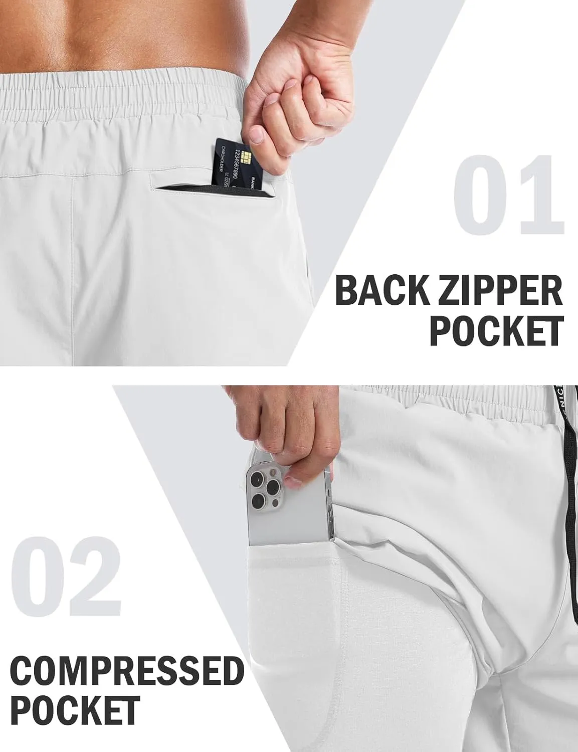 Aolesy Men’s 2 in 1 Running Shorts -5''/7'' Quick Dry Workout Gym Shorts with Pockets, Tennis Training Athletic Shorts