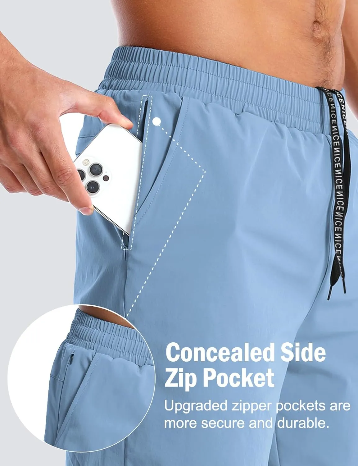 Aolesy Men’s 2 in 1 Running Shorts -5''/7'' Quick Dry Workout Gym Shorts with Pockets, Tennis Training Athletic Shorts