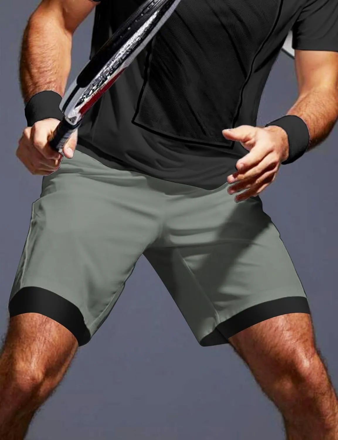 Aolesy Men’s 2 in 1 Running Shorts -5''/7'' Quick Dry Workout Gym Shorts with Pockets, Tennis Training Athletic Shorts