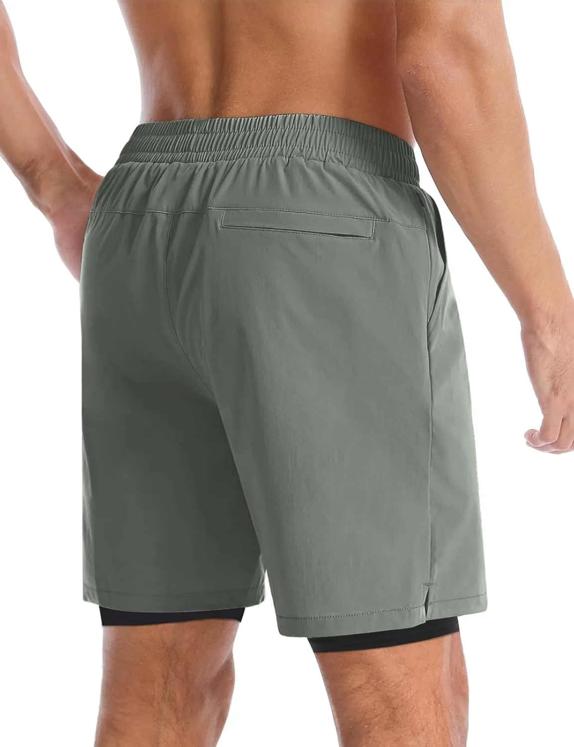 Aolesy Men’s 2 in 1 Running Shorts -5''/7'' Quick Dry Workout Gym Shorts with Pockets, Tennis Training Athletic Shorts