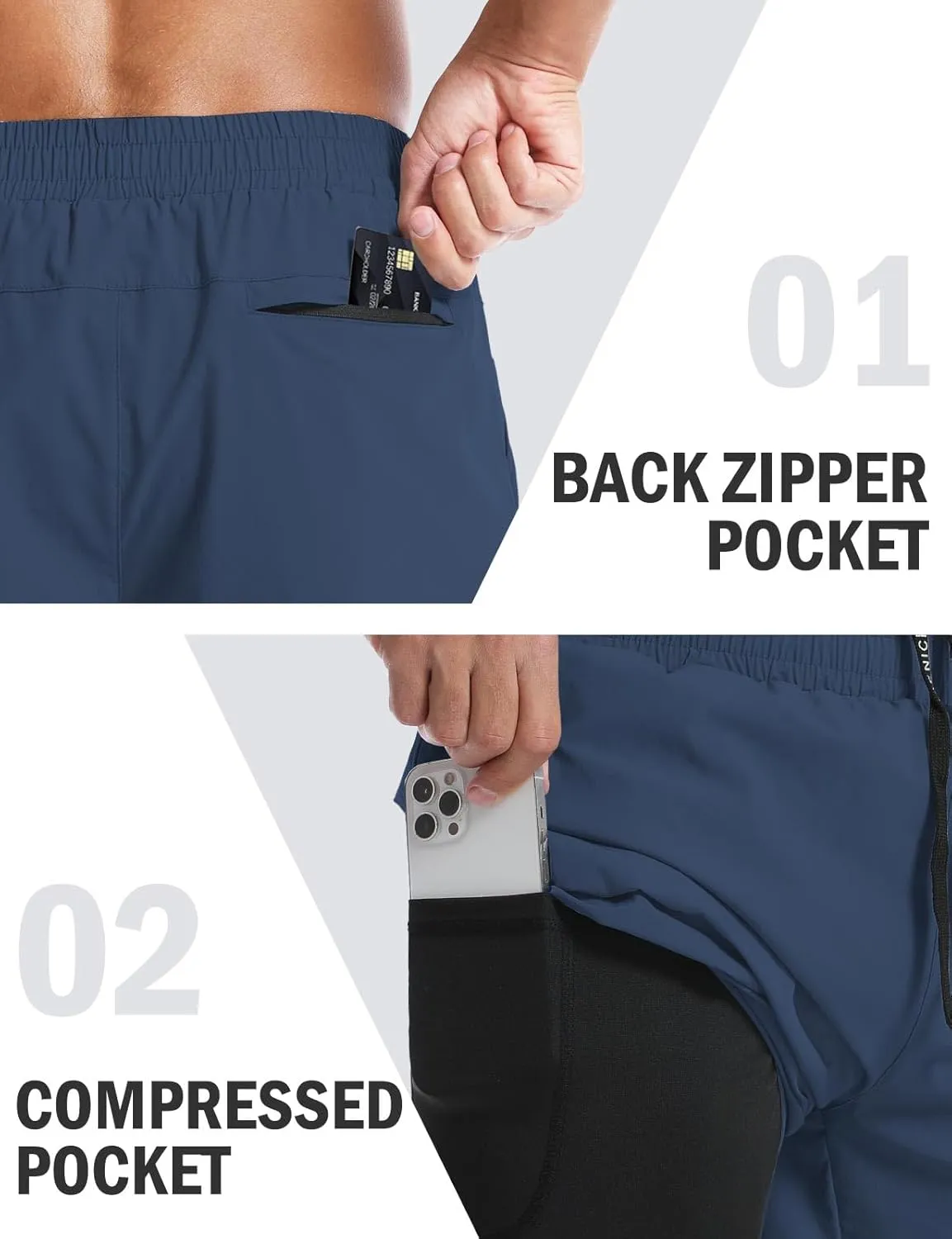 Aolesy Men’s 2 in 1 Running Shorts -5''/7'' Quick Dry Workout Gym Shorts with Pockets, Tennis Training Athletic Shorts