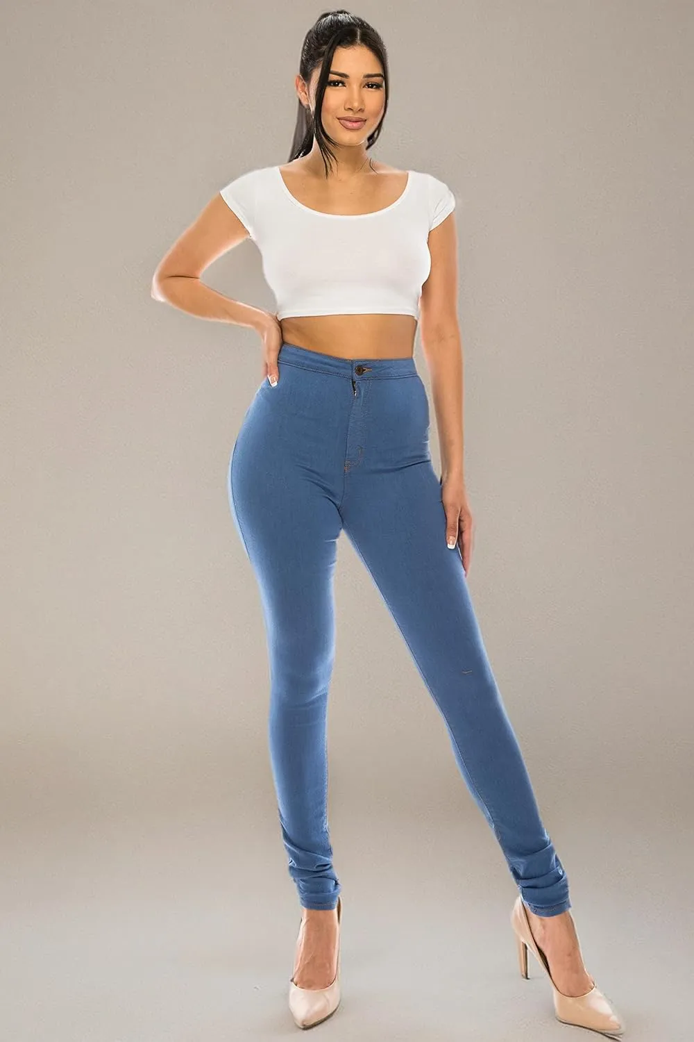 Aphrodite High Waisted Jeans for Women - High Rise Waist Skinny Slim Fit Stretch Casual Basic Denim Pants with Pockets