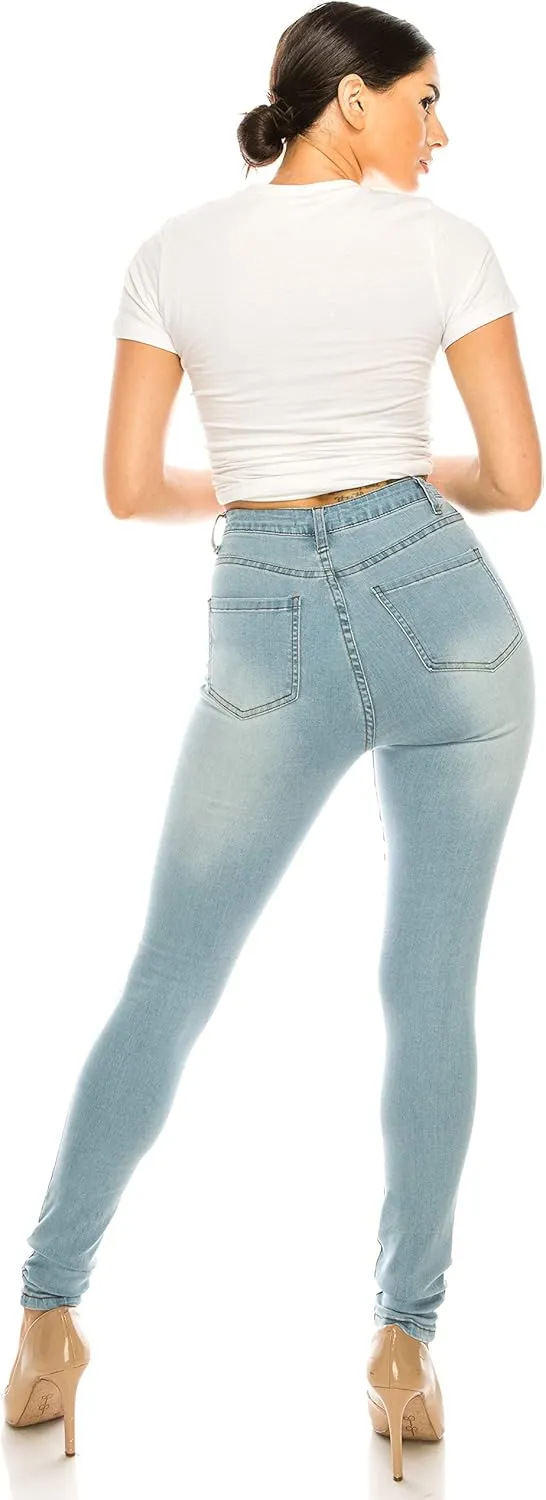 Aphrodite High Waisted Jeans for Women - High Rise Waist Skinny Slim Fit Stretch Casual Denim Pants with Faux Front Pockets