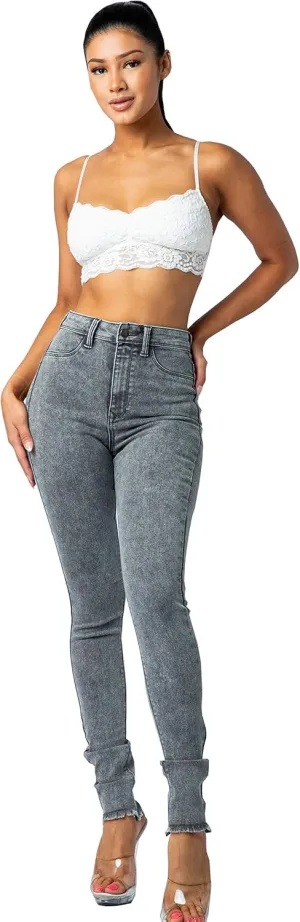 Aphrodite High Waisted Jeans for Women - High Rise Waist Skinny Slim Fit Stretch Casual Denim Pants with Faux Front Pockets