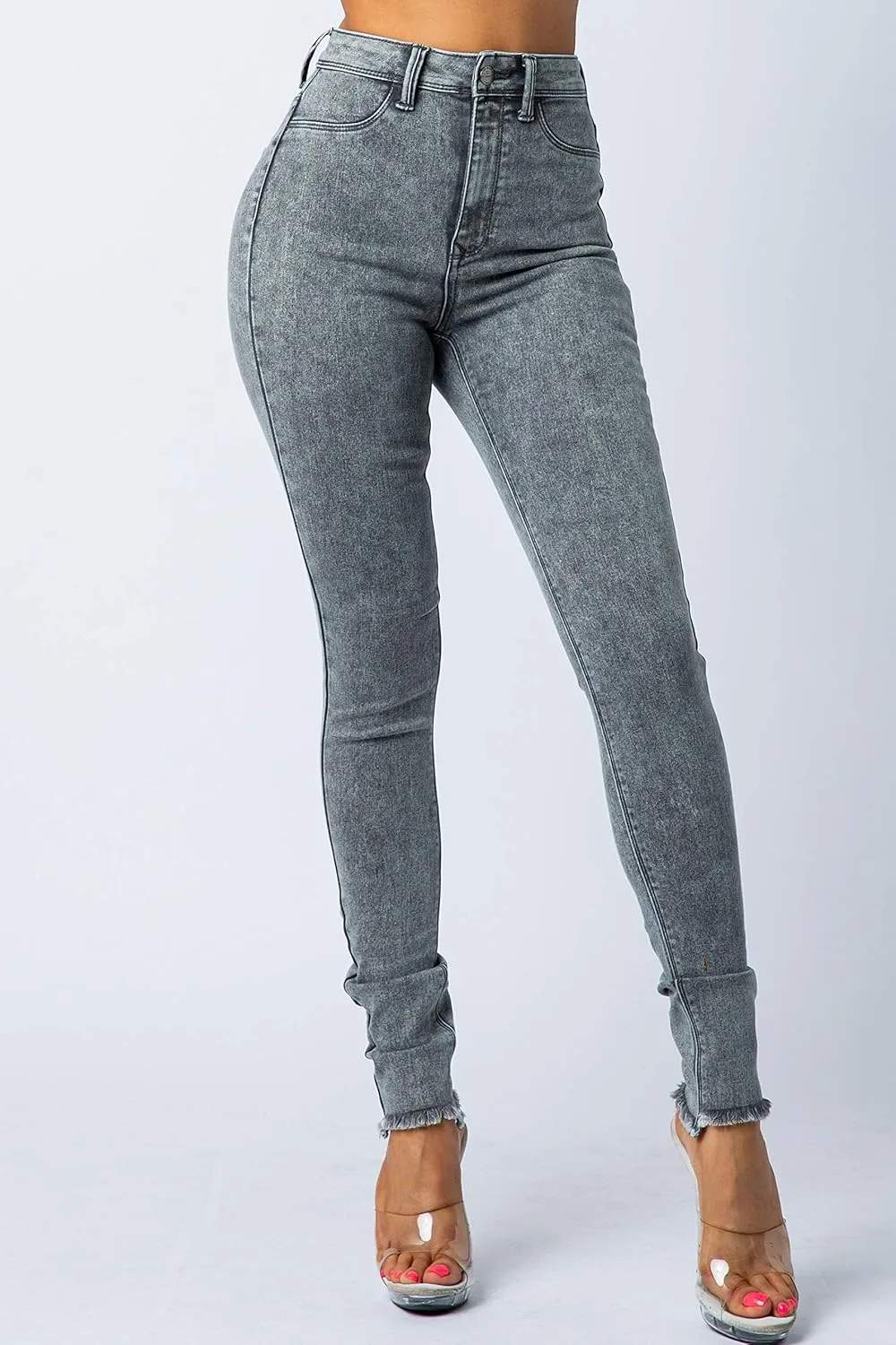 Aphrodite High Waisted Jeans for Women - High Rise Waist Skinny Slim Fit Stretch Casual Denim Pants with Faux Front Pockets