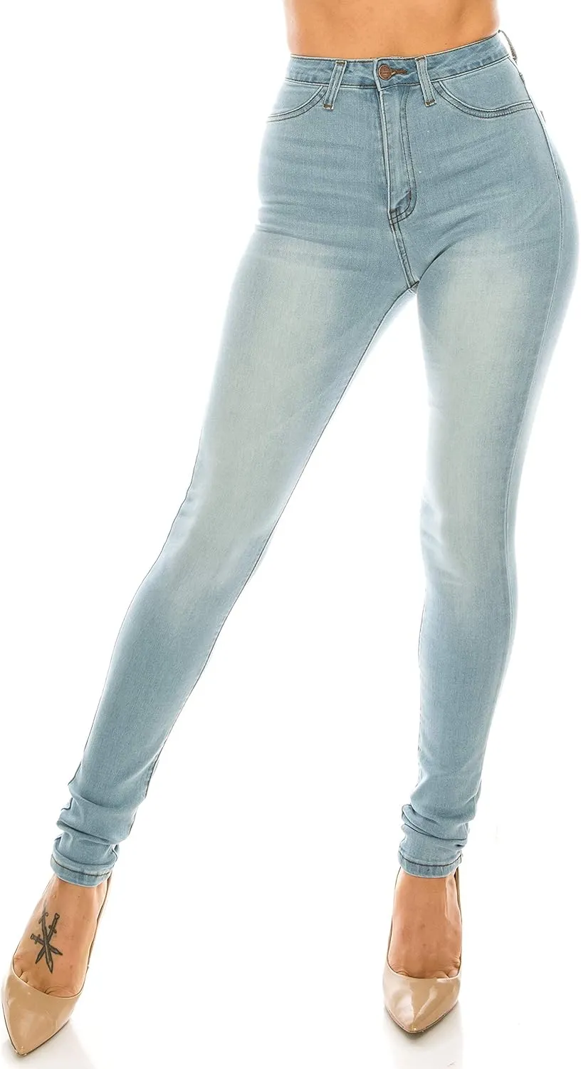 Aphrodite High Waisted Jeans for Women - High Rise Waist Skinny Slim Fit Stretch Casual Denim Pants with Faux Front Pockets