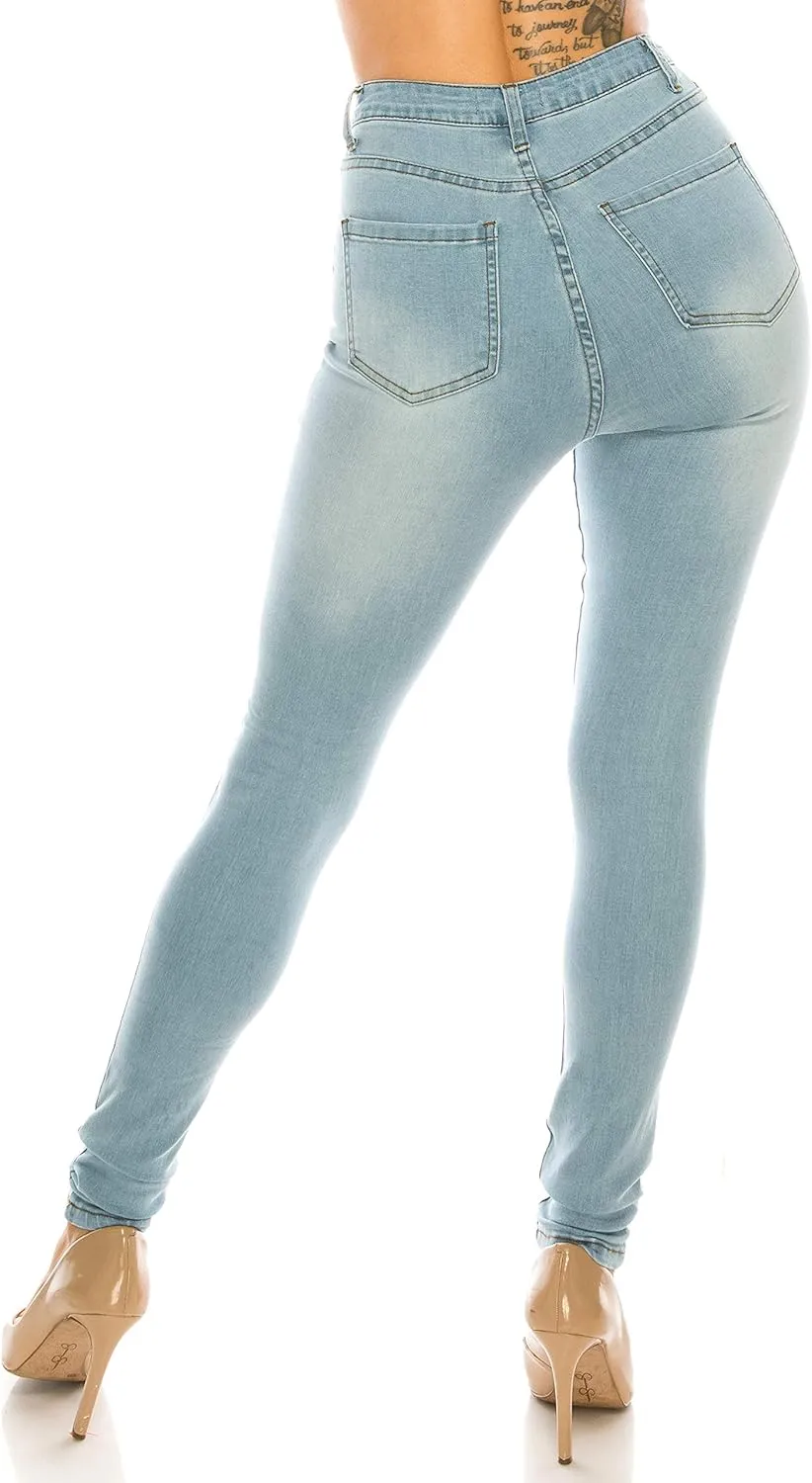 Aphrodite High Waisted Jeans for Women - High Rise Waist Skinny Slim Fit Stretch Casual Denim Pants with Faux Front Pockets