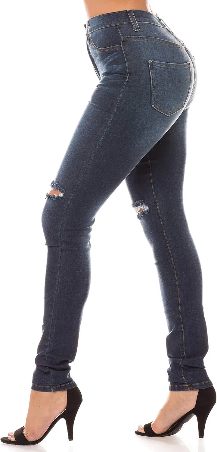 Aphrodite Women’s High Waisted Jeans – Distressed Ripped Skinny Cut Out High Rise Stretch Denim Pants for Women