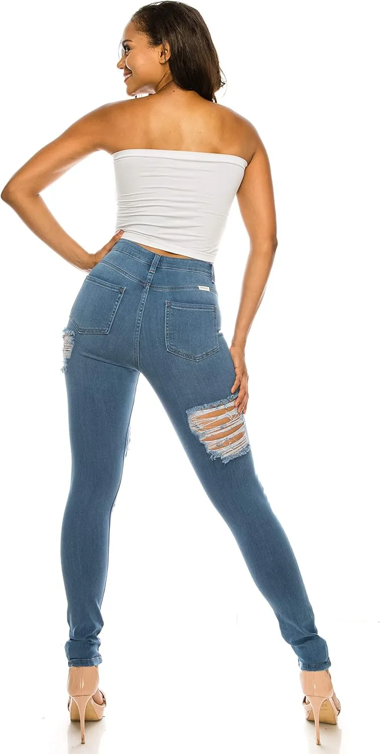 Aphrodite Women’s High Waisted Jeans – Distressed Ripped Skinny Cut Out High Rise Stretch Denim Pants for Women