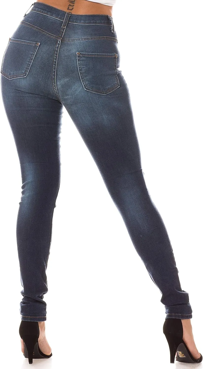 Aphrodite Women’s High Waisted Jeans – Distressed Ripped Skinny Cut Out High Rise Stretch Denim Pants for Women