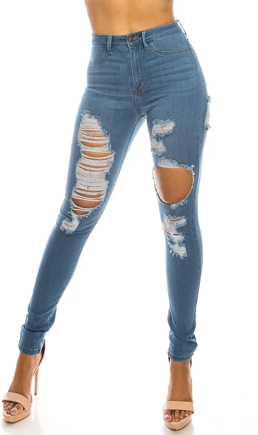 Aphrodite Women’s High Waisted Jeans – Distressed Ripped Skinny Cut Out High Rise Stretch Denim Pants for Women
