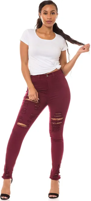 Aphrodite Women’s High Waisted Jeans – Distressed Ripped Skinny Cut Out High Rise Stretch Denim Pants for Women