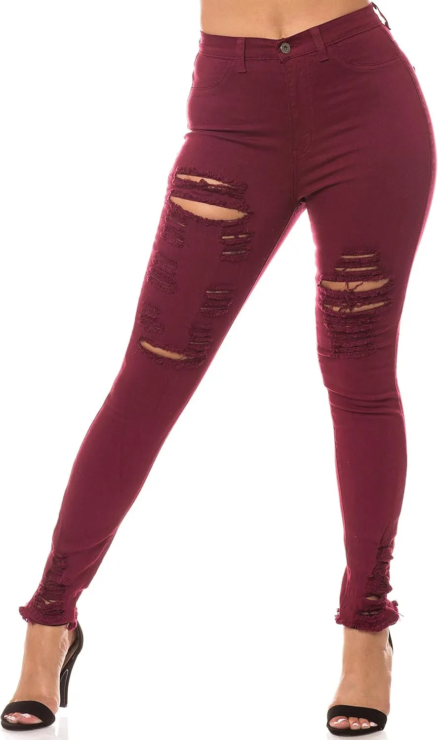 Aphrodite Women’s High Waisted Jeans – Distressed Ripped Skinny Cut Out High Rise Stretch Denim Pants for Women