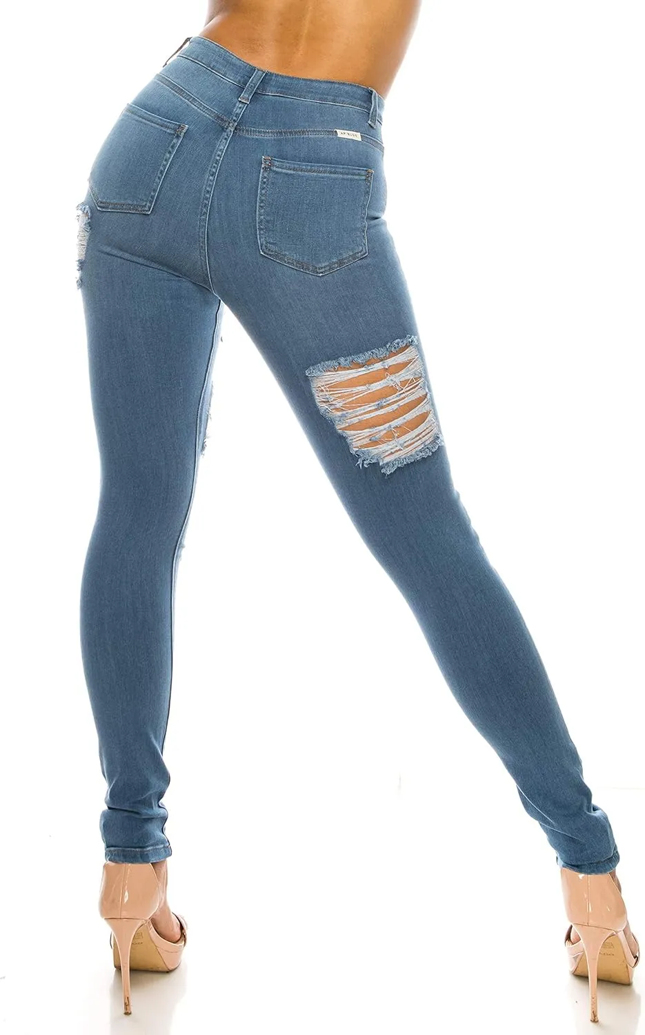Aphrodite Women’s High Waisted Jeans – Distressed Ripped Skinny Cut Out High Rise Stretch Denim Pants for Women
