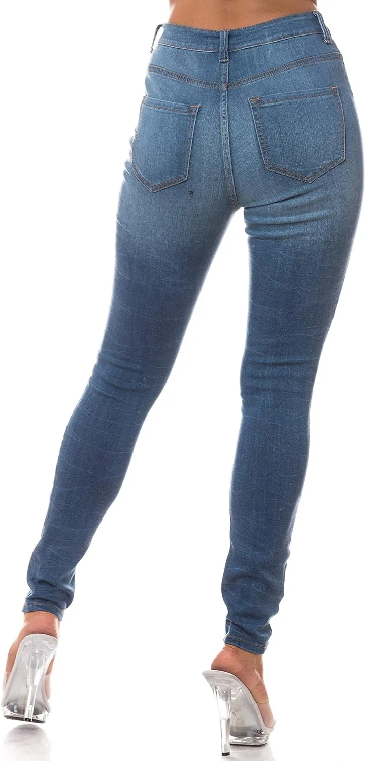 Aphrodite Women’s High Waisted Jeans – Distressed Ripped Skinny Cut Out High Rise Stretch Denim Pants for Women