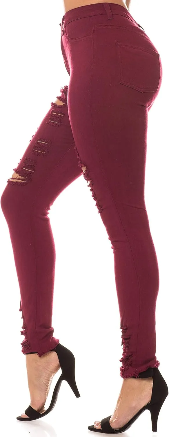 Aphrodite Women’s High Waisted Jeans – Distressed Ripped Skinny Cut Out High Rise Stretch Denim Pants for Women