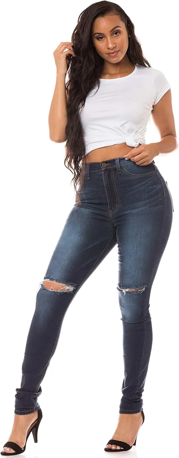 Aphrodite Women’s High Waisted Jeans – Distressed Ripped Skinny Cut Out High Rise Stretch Denim Pants for Women
