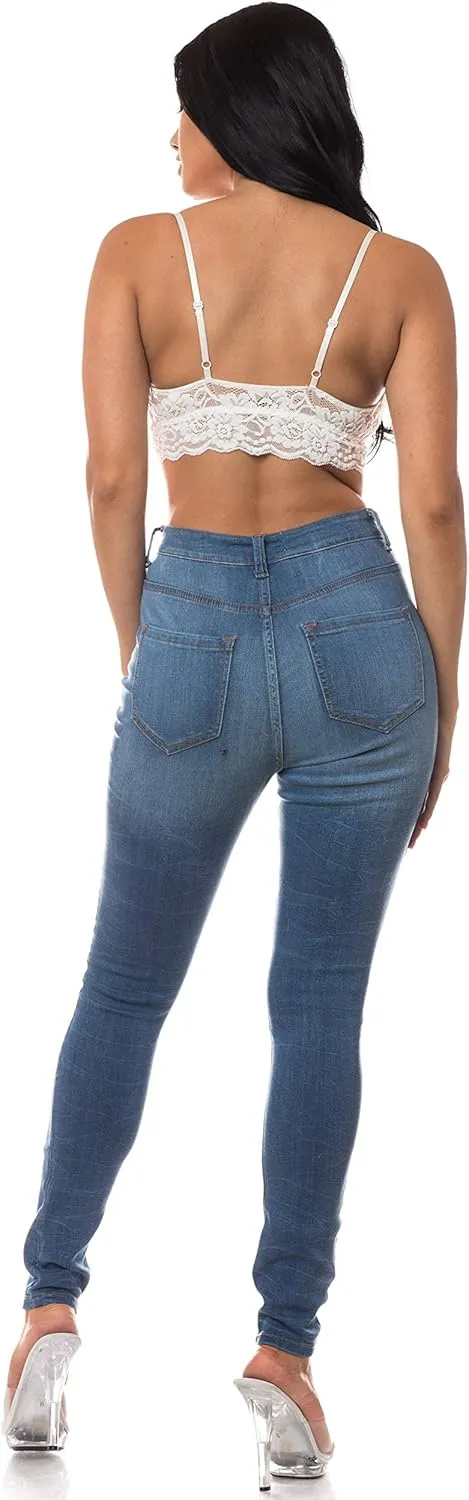 Aphrodite Women’s High Waisted Jeans – Distressed Ripped Skinny Cut Out High Rise Stretch Denim Pants for Women