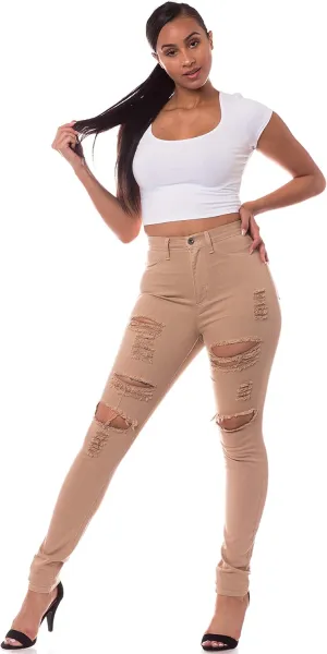 Aphrodite Women’s High Waisted Jeans – Distressed Ripped Skinny Cut Out High Rise Stretch Denim Pants for Women