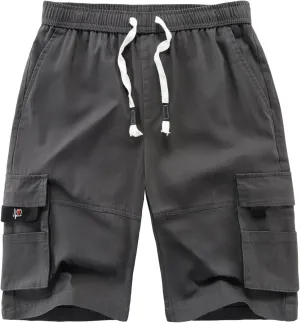 APTRO Men's Cargo Shorts Elastic Waistband Drawstring Summer Casual Cotton Big & Tall Relaxed Fit Work Shorts
