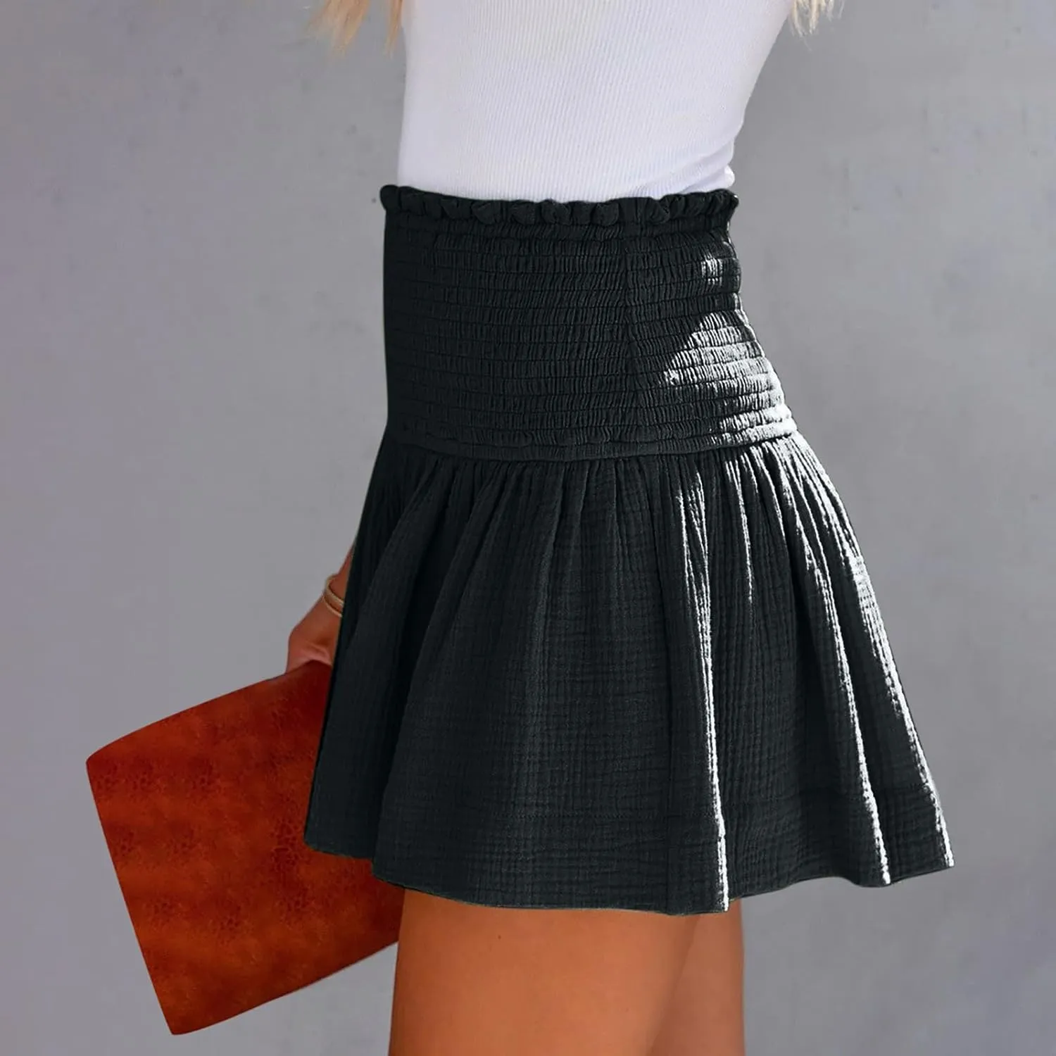 Athletic Shorts for Women Summer Smocked High Waisted Active Gym Shorts Casual Relaxed Fit Lounge Short