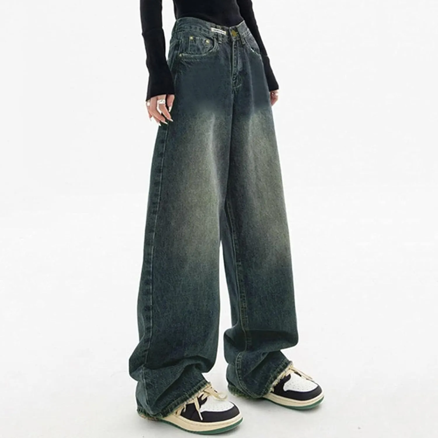 Baggy Jeans for Women,Women's Baggy Denim Pants High Waisted Y2K Wide Leg Hip Hop Boyfriend Jeans Streetwear Trousers