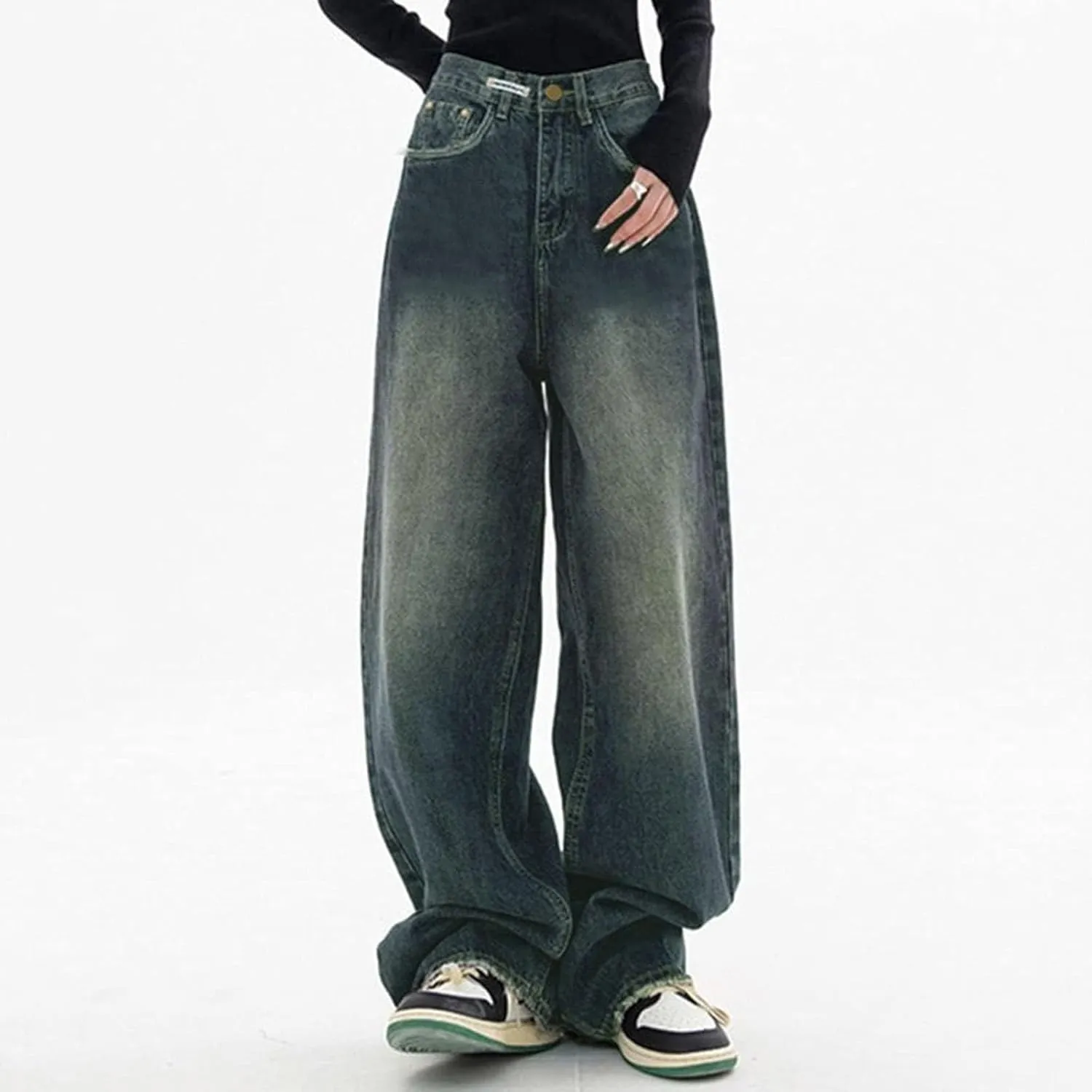 Baggy Jeans for Women,Women's Baggy Denim Pants High Waisted Y2K Wide Leg Hip Hop Boyfriend Jeans Streetwear Trousers