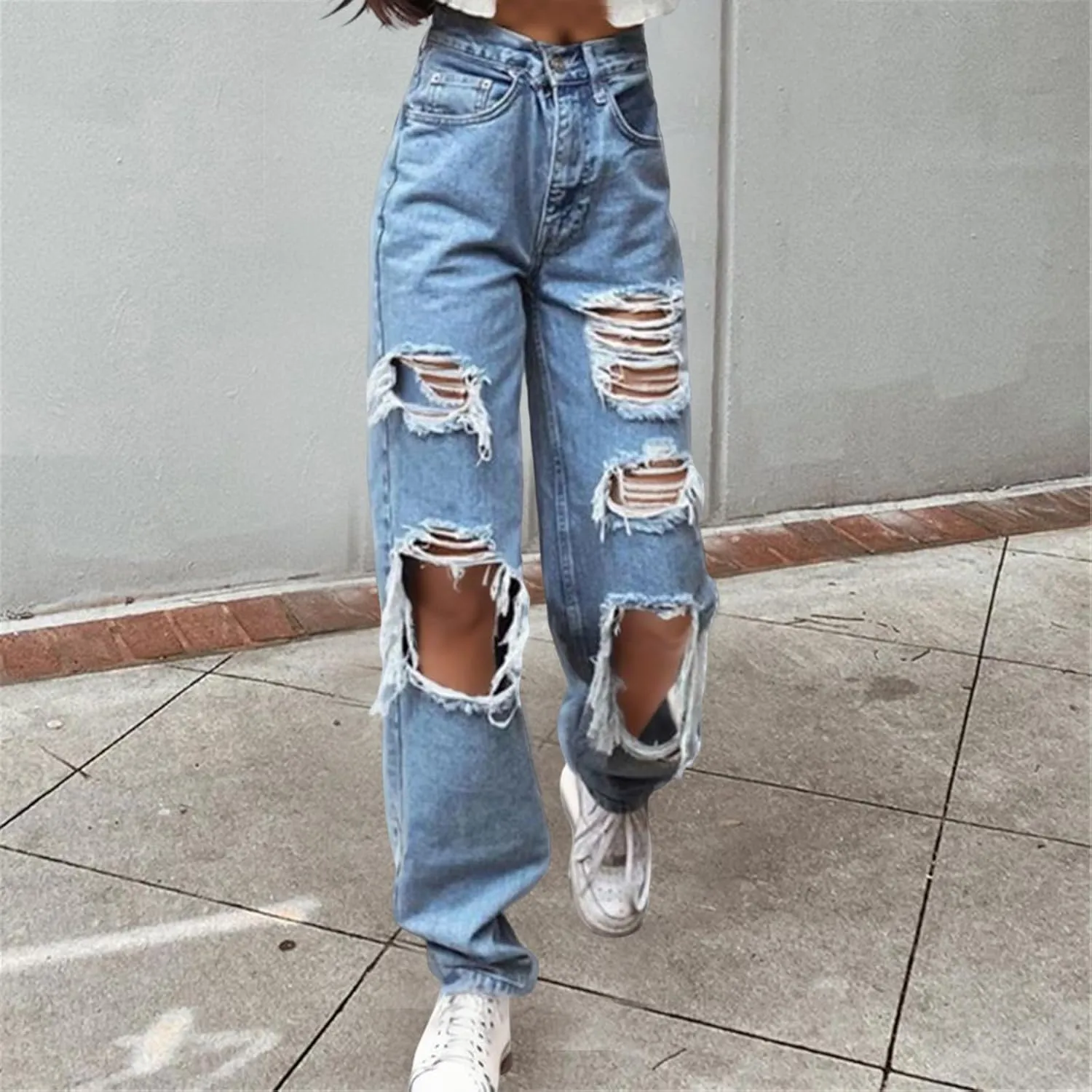 Baggy Jeans for Women,Women's Baggy Denim Pants High Waisted Y2K Wide Leg Hip Hop Boyfriend Jeans Streetwear Trousers