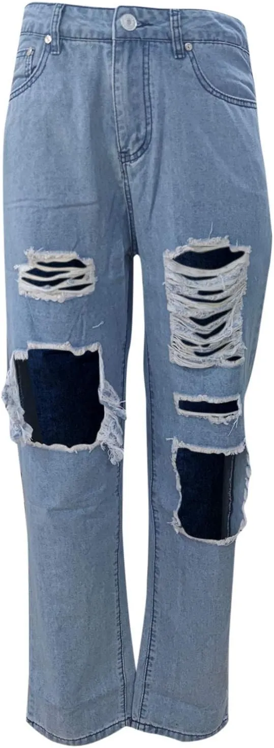 Baggy Jeans for Women,Women's Baggy Denim Pants High Waisted Y2K Wide Leg Hip Hop Boyfriend Jeans Streetwear Trousers
