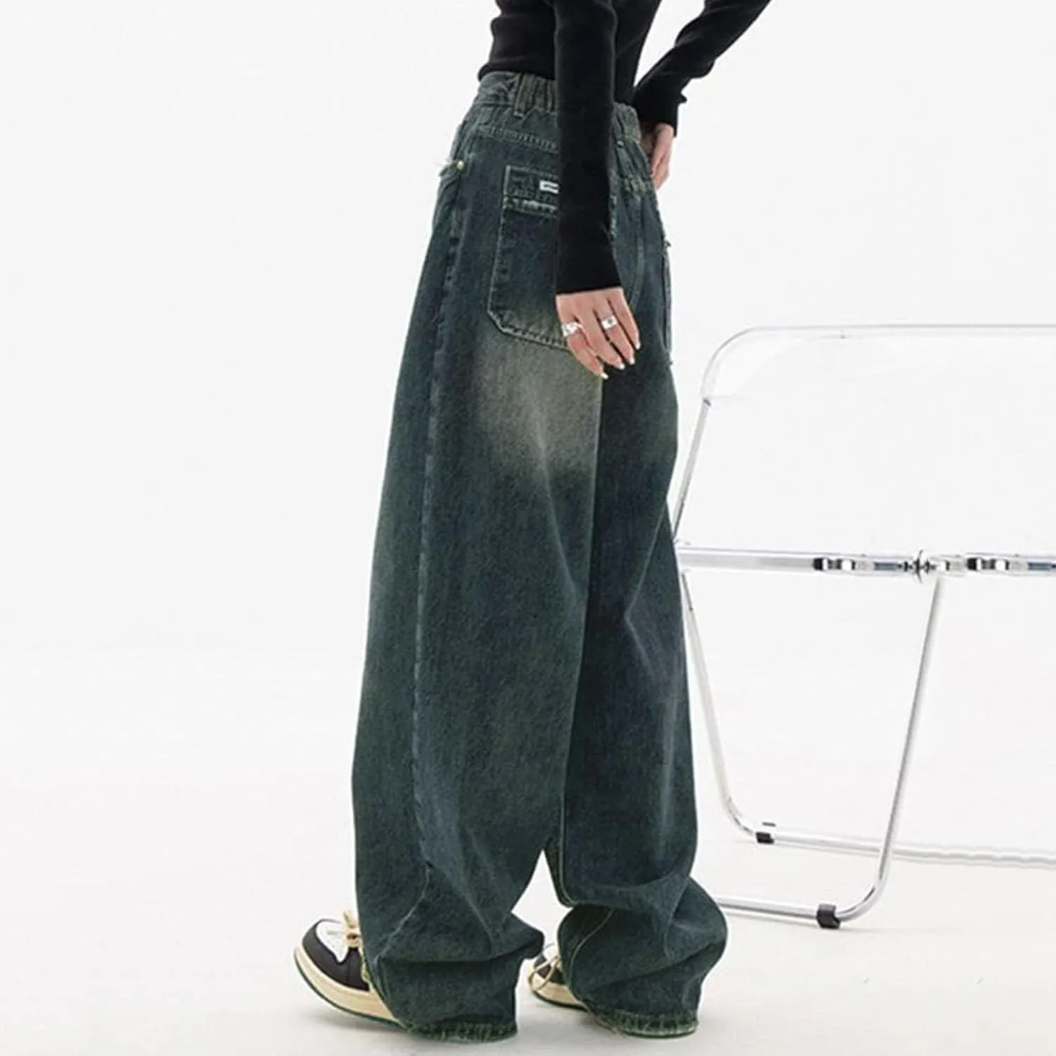 Baggy Jeans for Women,Women's Baggy Denim Pants High Waisted Y2K Wide Leg Hip Hop Boyfriend Jeans Streetwear Trousers