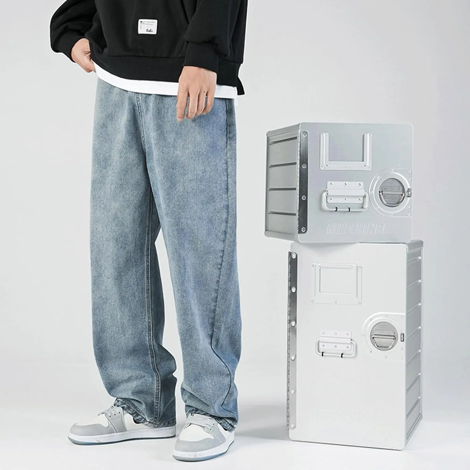 Baggy Jeans Men Relaxed Fit Y2K Cargo Pants Denim Skateboard Baggy Pants Hip Hop Jeans Streetwear