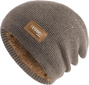 Beanie for Men Women Cold Weather Warm Knit Fleece Lined Cute Beanie Cap Slouchy Beanie Hats Winter Knit Caps