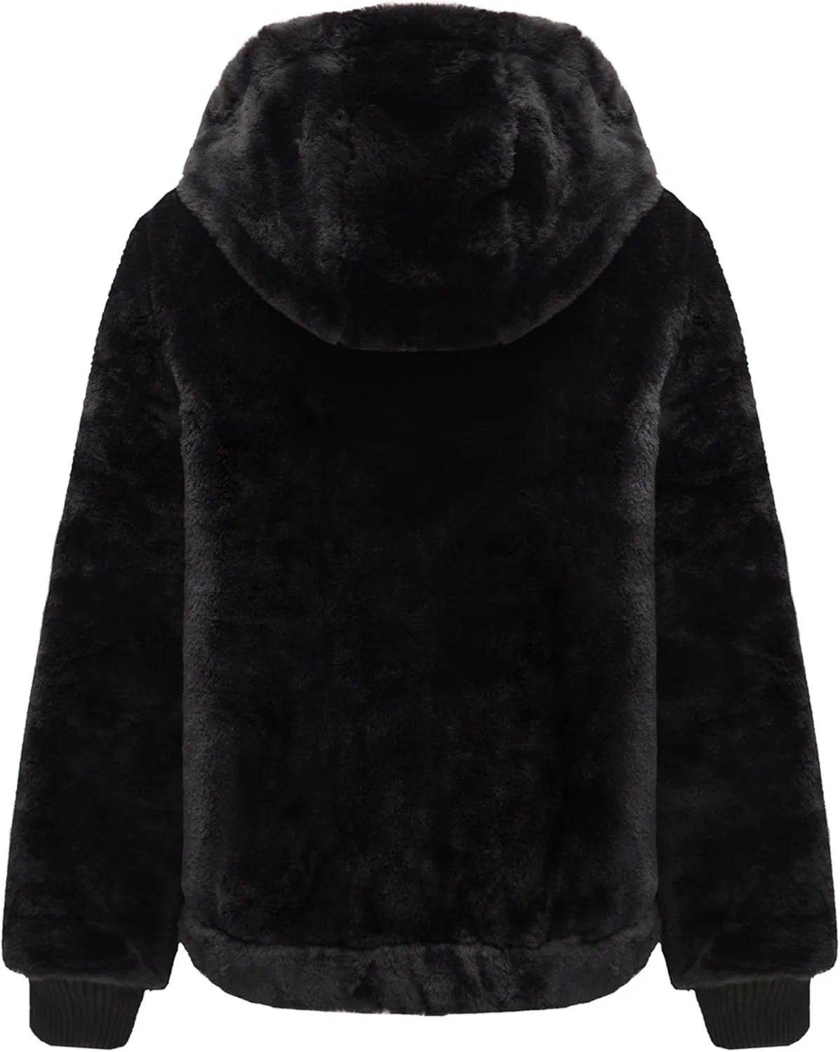 Bellivera Women's Faux Fur Coat Shearling Fluffy Fuzzy Shaggy Hood Sherpa-Lined Fleece Jacket