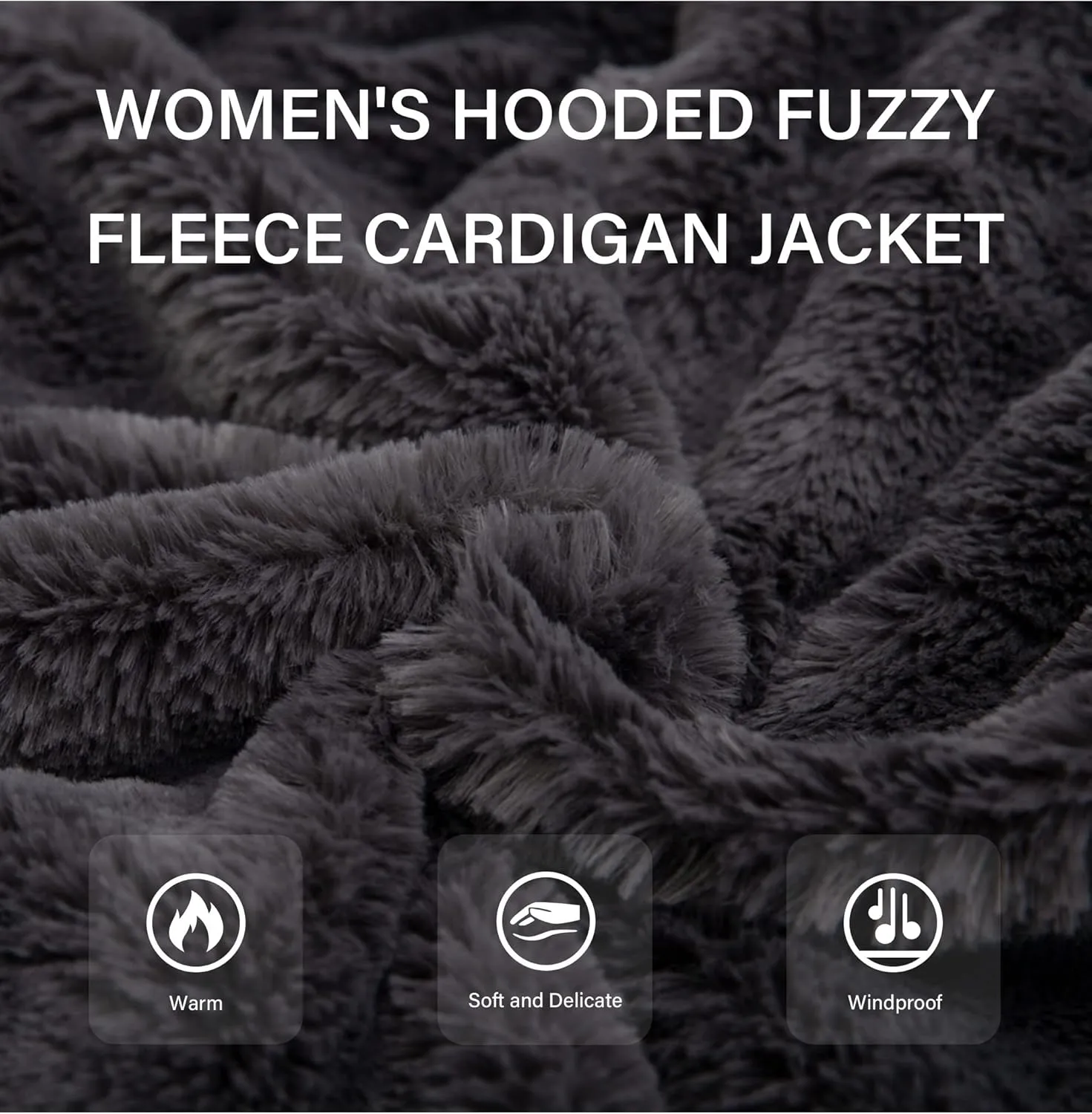 Bellivera Women's Faux Fur Coat Shearling Fluffy Fuzzy Shaggy Hood Sherpa-Lined Fleece Jacket