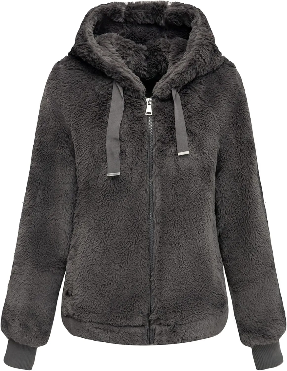 Bellivera Women's Faux Fur Coat Shearling Fluffy Fuzzy Shaggy Hood Sherpa-Lined Fleece Jacket