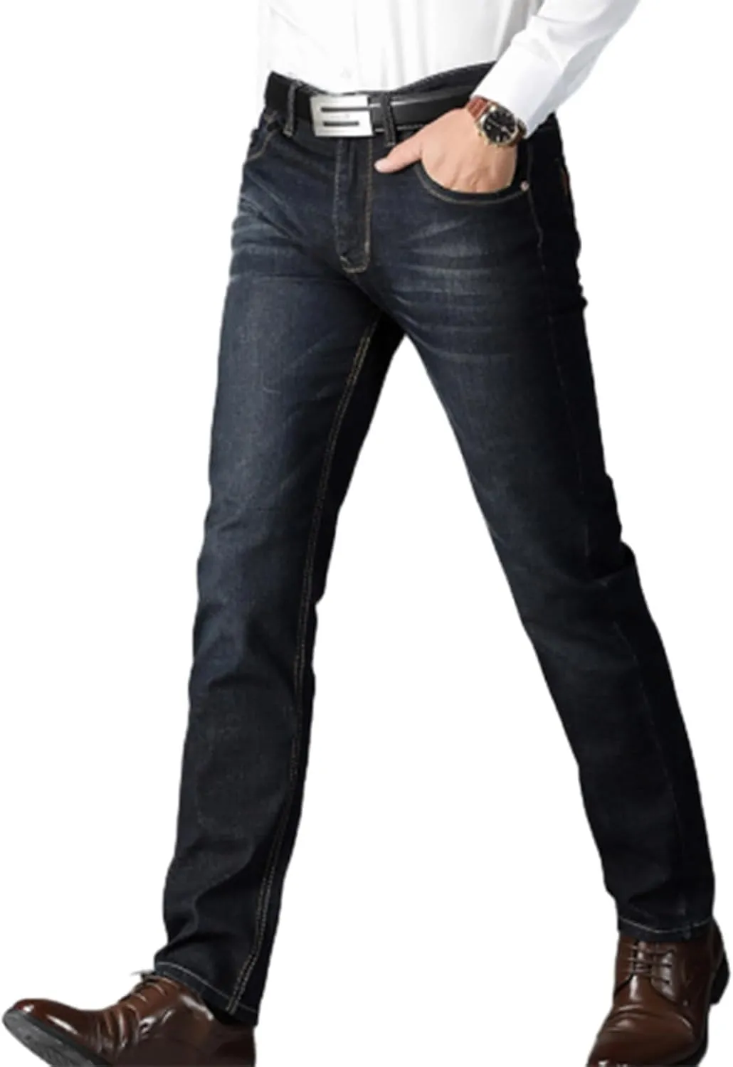 Bidobibo Mens Jeans Slim Fit Men's Casual Style Straight Fit Jeans Ripped Stretch Skinny Jeans Stretch Motion Denim Pants