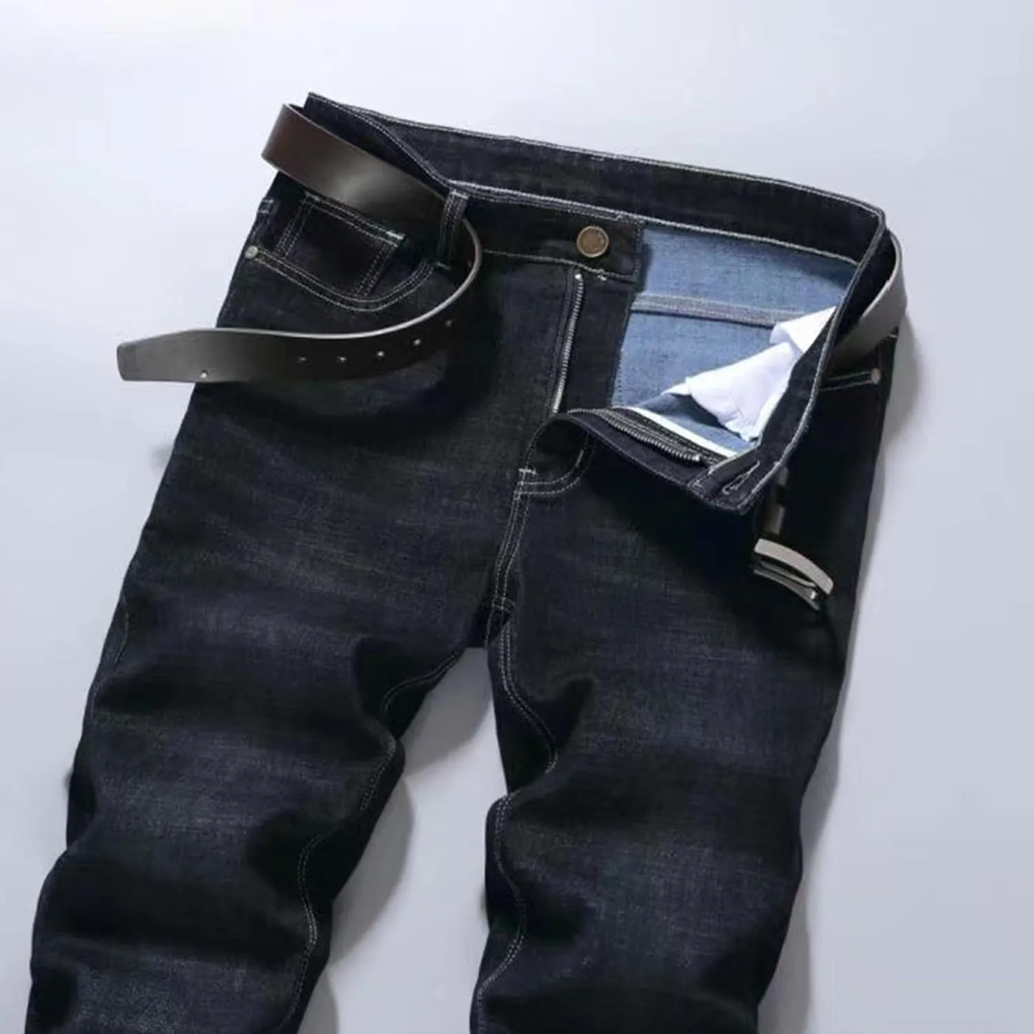 Bidobibo Mens Jeans Slim Fit Men's Casual Style Straight Fit Jeans Ripped Stretch Skinny Jeans Stretch Motion Denim Pants