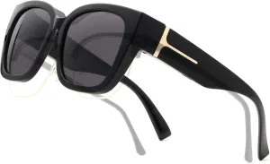BLUE CUT Fit Over Polarized Sunglasses For Women Stylish Solar Shield Clip-On Over Prescription Glasses