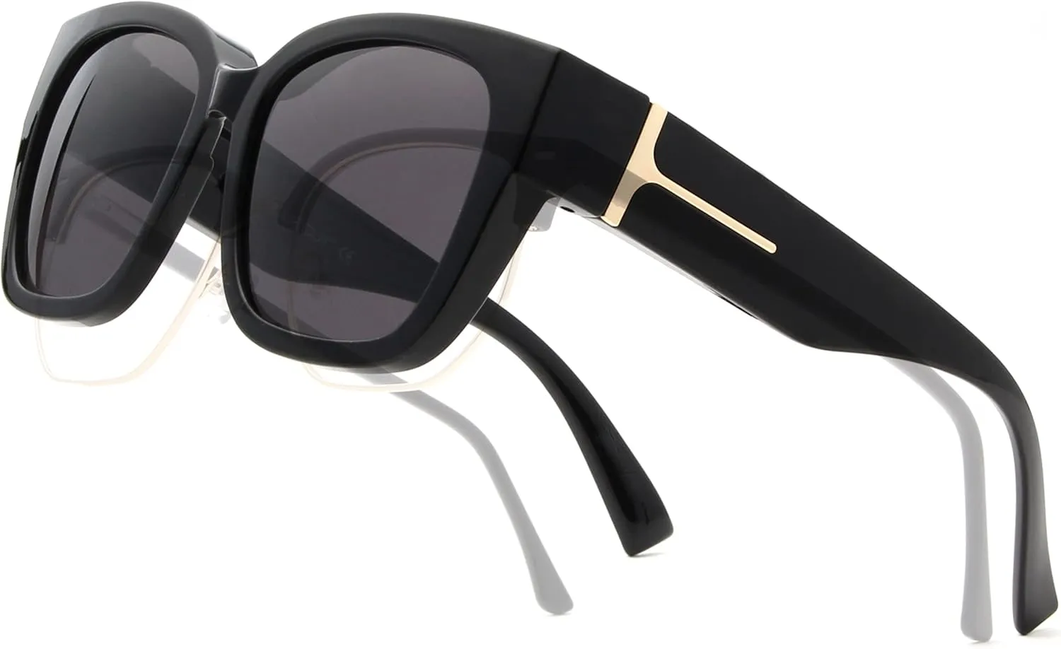 BLUE CUT Fit Over Polarized Sunglasses For Women Stylish Solar Shield Clip-On Over Prescription Glasses