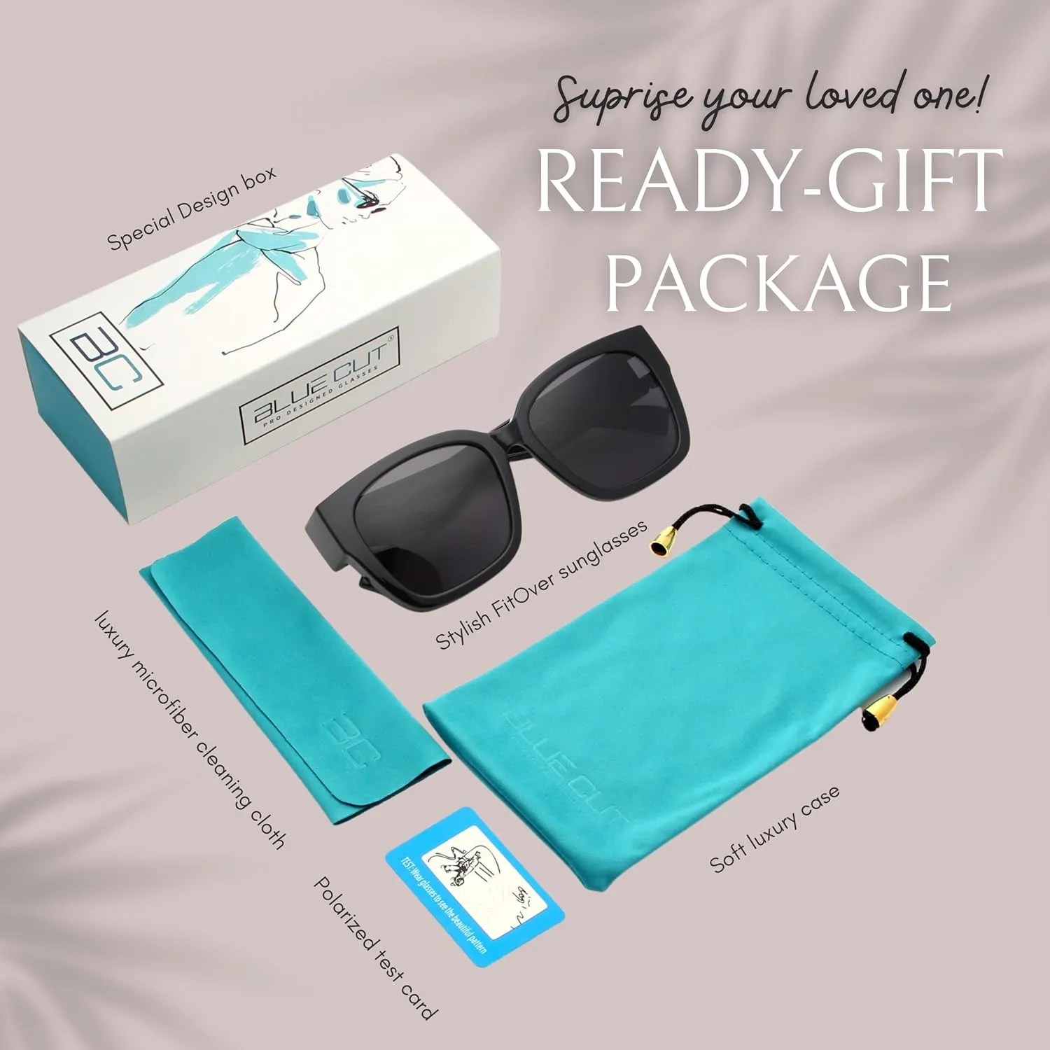 BLUE CUT Fit Over Polarized Sunglasses For Women Stylish Solar Shield Clip-On Over Prescription Glasses