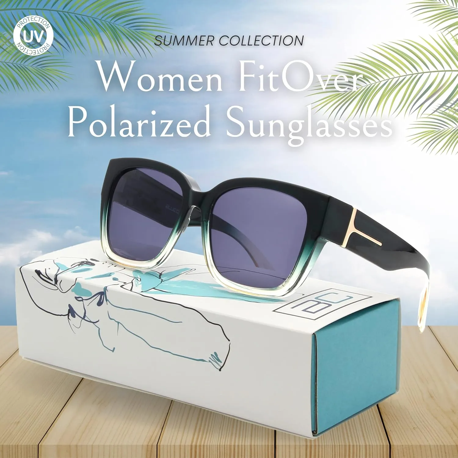 BLUE CUT Fit Over Polarized Sunglasses For Women Stylish Solar Shield Clip-On Over Prescription Glasses