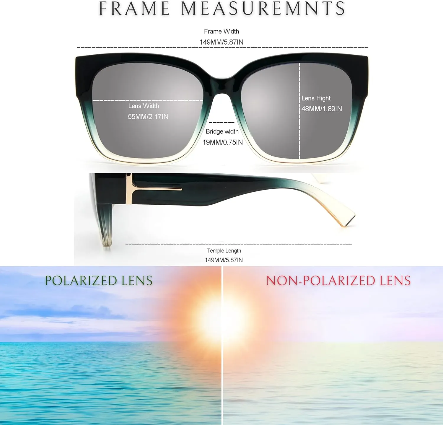 BLUE CUT Fit Over Polarized Sunglasses For Women Stylish Solar Shield Clip-On Over Prescription Glasses