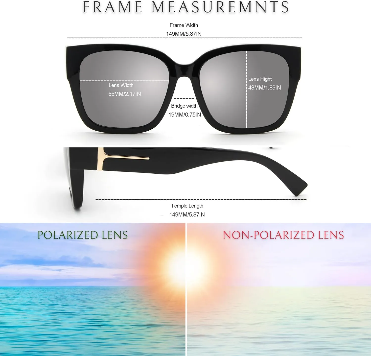 BLUE CUT Fit Over Polarized Sunglasses For Women Stylish Solar Shield Clip-On Over Prescription Glasses