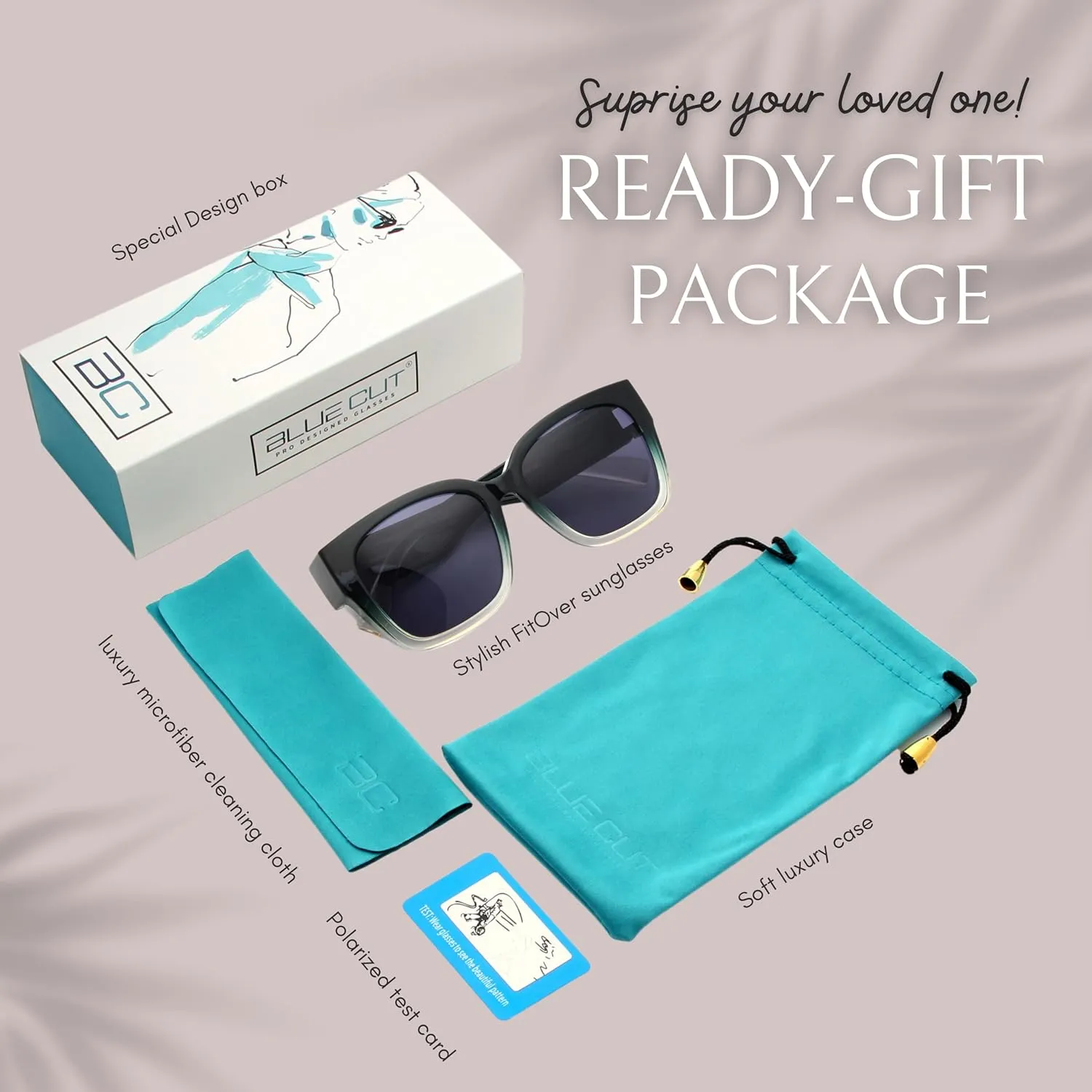 BLUE CUT Fit Over Polarized Sunglasses For Women Stylish Solar Shield Clip-On Over Prescription Glasses