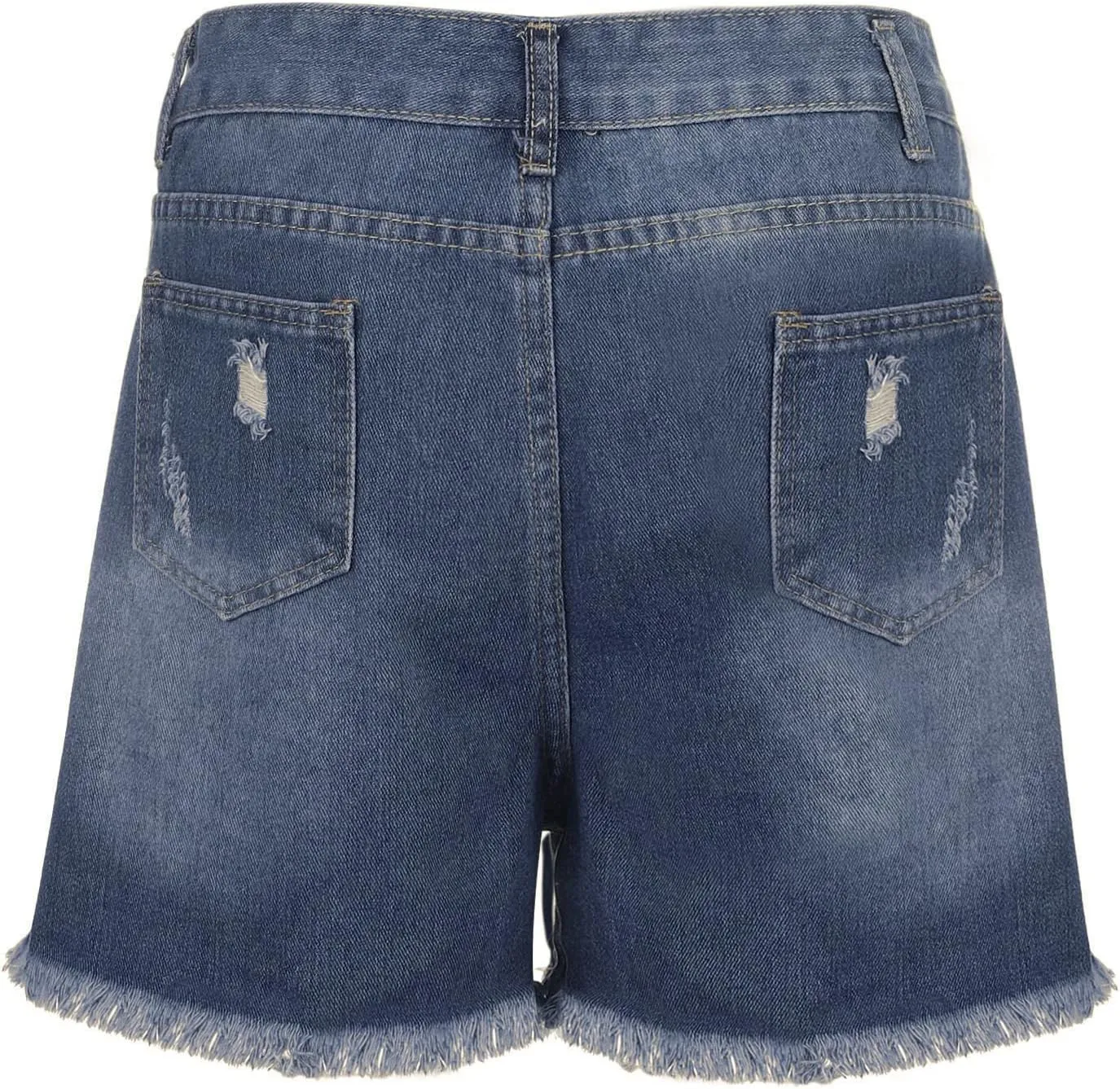 Blue Jeans Shorts For Women Stretchy Frayed Raw Hem High Waisted Denim Shorts Summer Distressed Ripped Short Jeans
