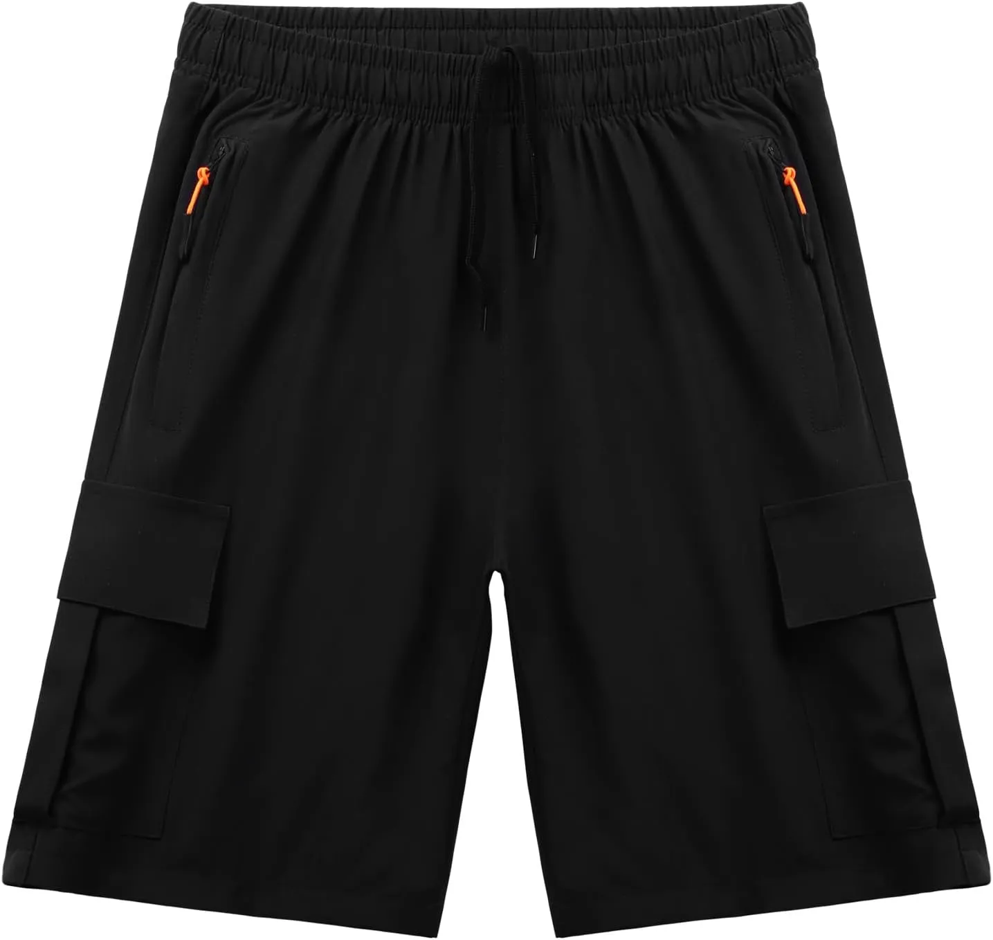Boys Athletic Cargo Shorts Kids Lightweight Quick-Dry Outdoor Sports Running Hiking Shorts with Zipper Pockets
