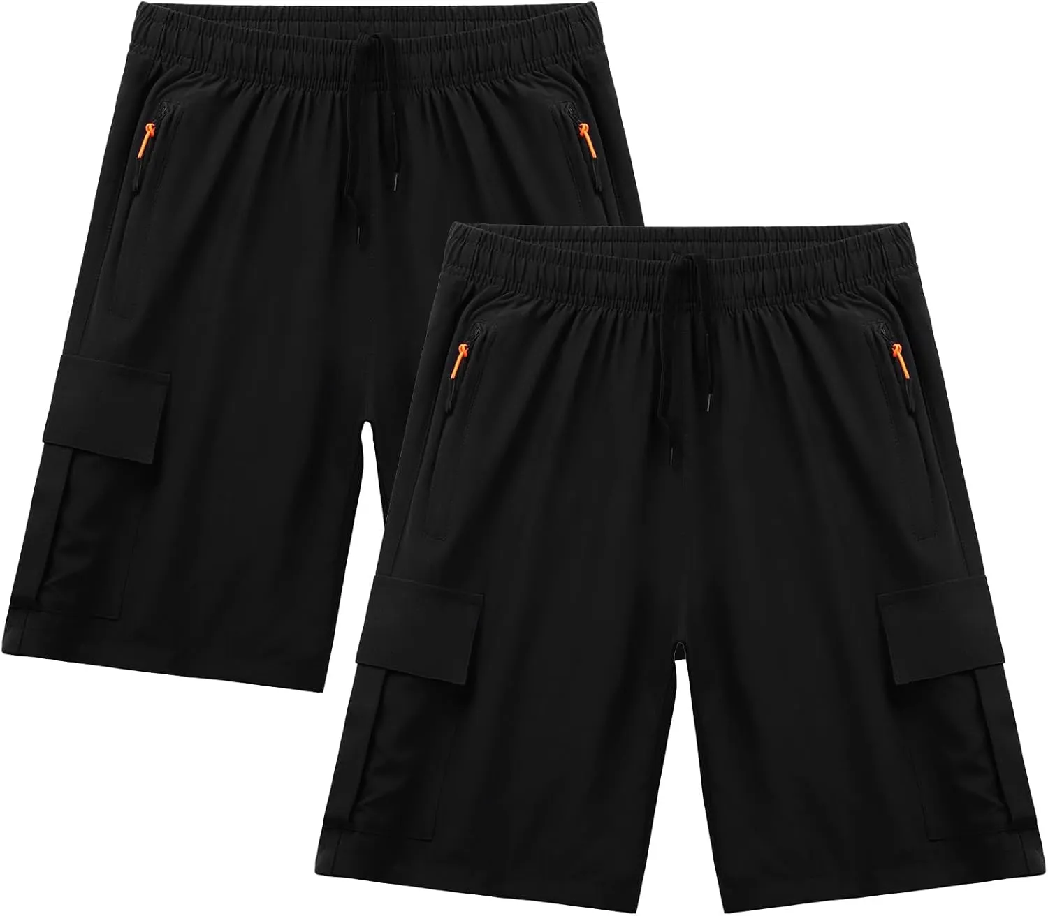 Boys Athletic Cargo Shorts Kids Lightweight Quick-Dry Outdoor Sports Running Hiking Shorts with Zipper Pockets