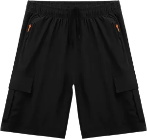 Boys Cargo Shorts Kids Youth Lightweight Quick Dry Athletic Shorts with Multi Pocket for Camping, Hiking
