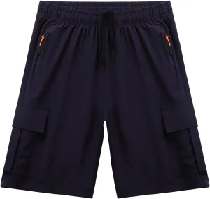 Boys Cargo Shorts Kids Youth Lightweight Quick Dry Athletic Shorts with Multi Pocket for Camping, Hiking
