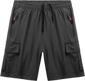 Boys Cargo Shorts Kids Youth Lightweight Quick Dry Athletic Shorts with Multi Pocket for Camping, Hiking